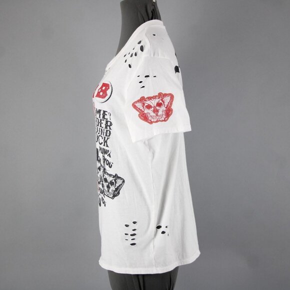 Lauren Moshi Sz M White Black Red CBGB Home Of Underground Rock 100% Cotton Top - Picture 6 of 16
